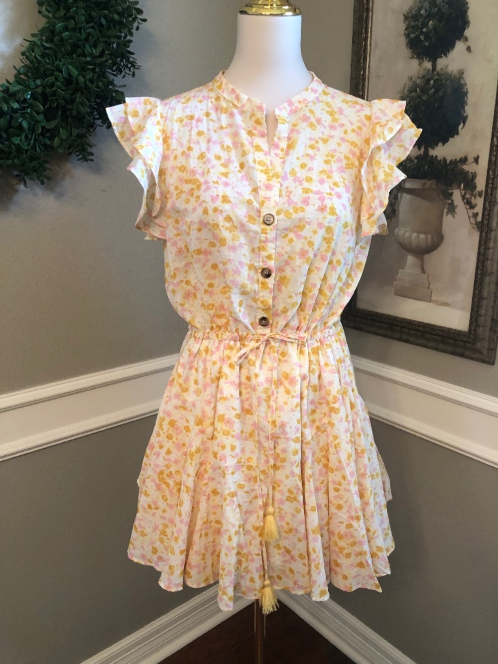 Yellow Waist Tie Dress